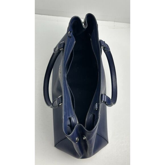 Kate Spade New York Leather Satchel Navy Blue Double Handles No Crossbody Strap - Picture 3 of 6